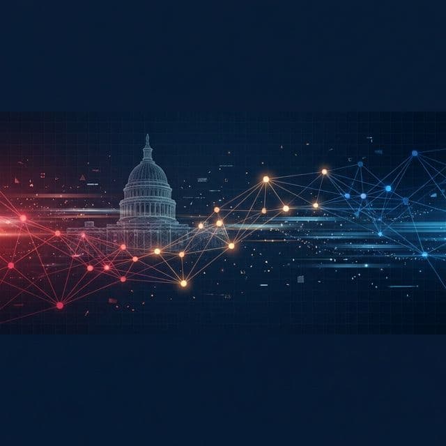 Abstract visualization of AI analyzing government procurement data across federal and SLED markets
